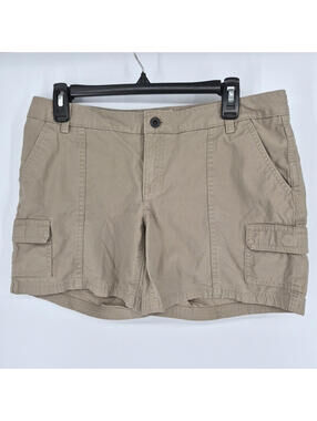 The North Face Womens Khaki Cargo Shorts Size 10 Long Hiking 6 Pocket